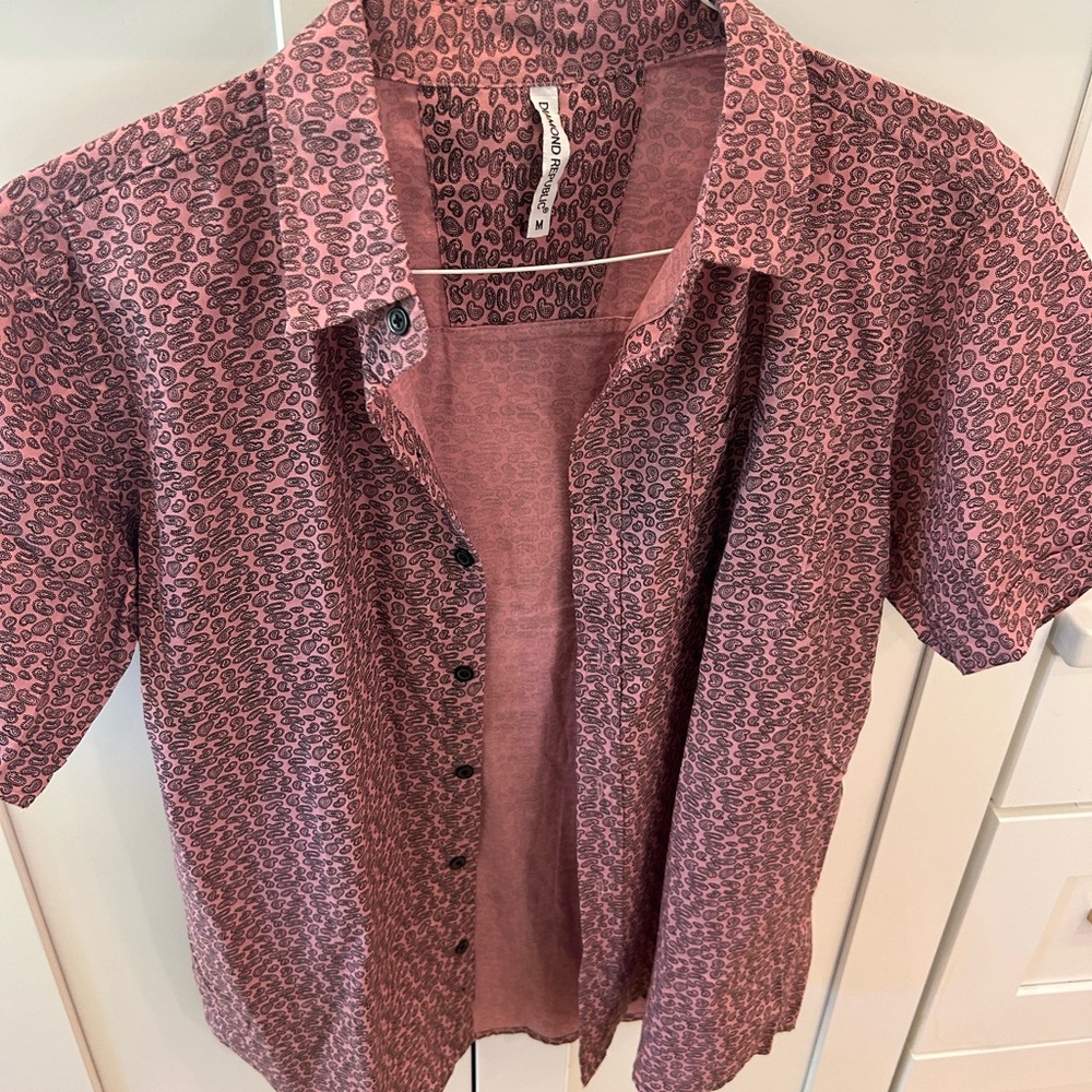 Pink and Black Button Down Tee Shirt